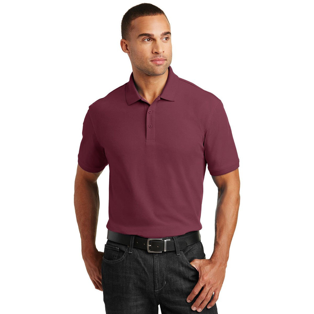 Port Authority Men's Burgundy Core Classic Pique Polo