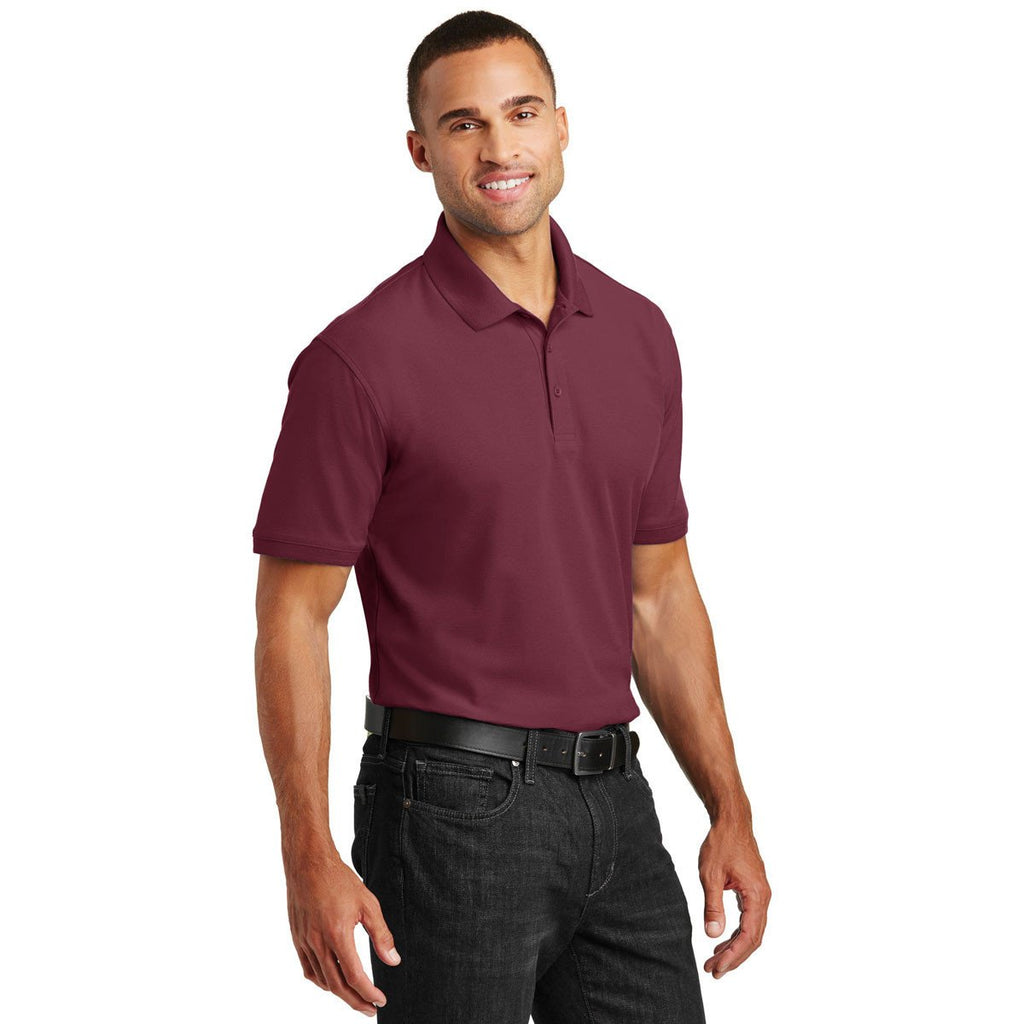 Port Authority Men's Burgundy Core Classic Pique Polo