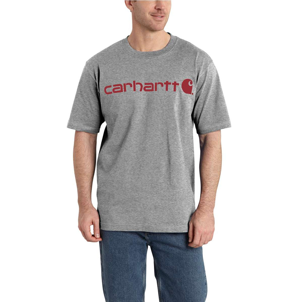 Carhartt Men's Granite Heather Signature Logo Short Sleeve T-Shirt