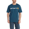 Carhartt Men's Stream Blue Signature Logo Short Sleeve T-Shirt