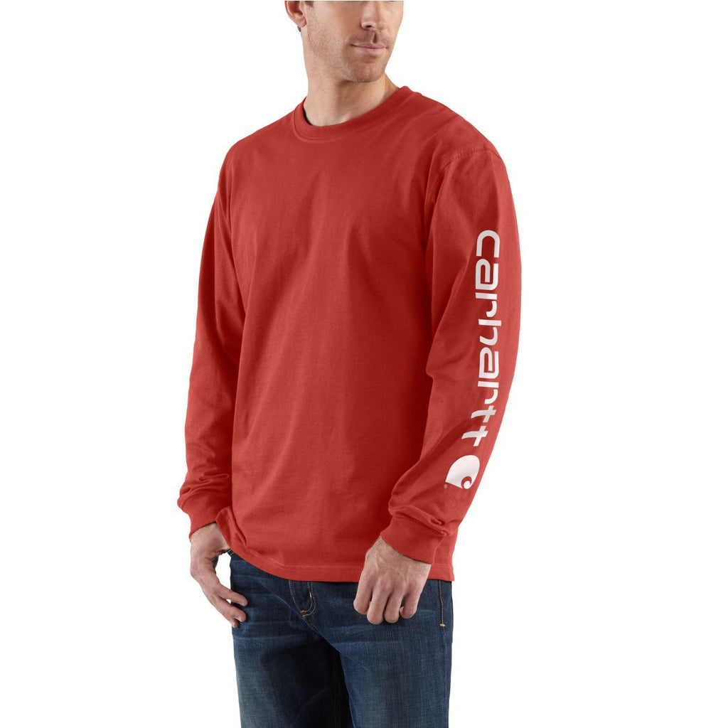 Carhartt Men's Chili Signature Sleeve Logo Long Sleeve T-Shirt