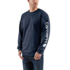 Carhartt Men's Navy Signature Sleeve Logo Long Sleeve T-Shirt