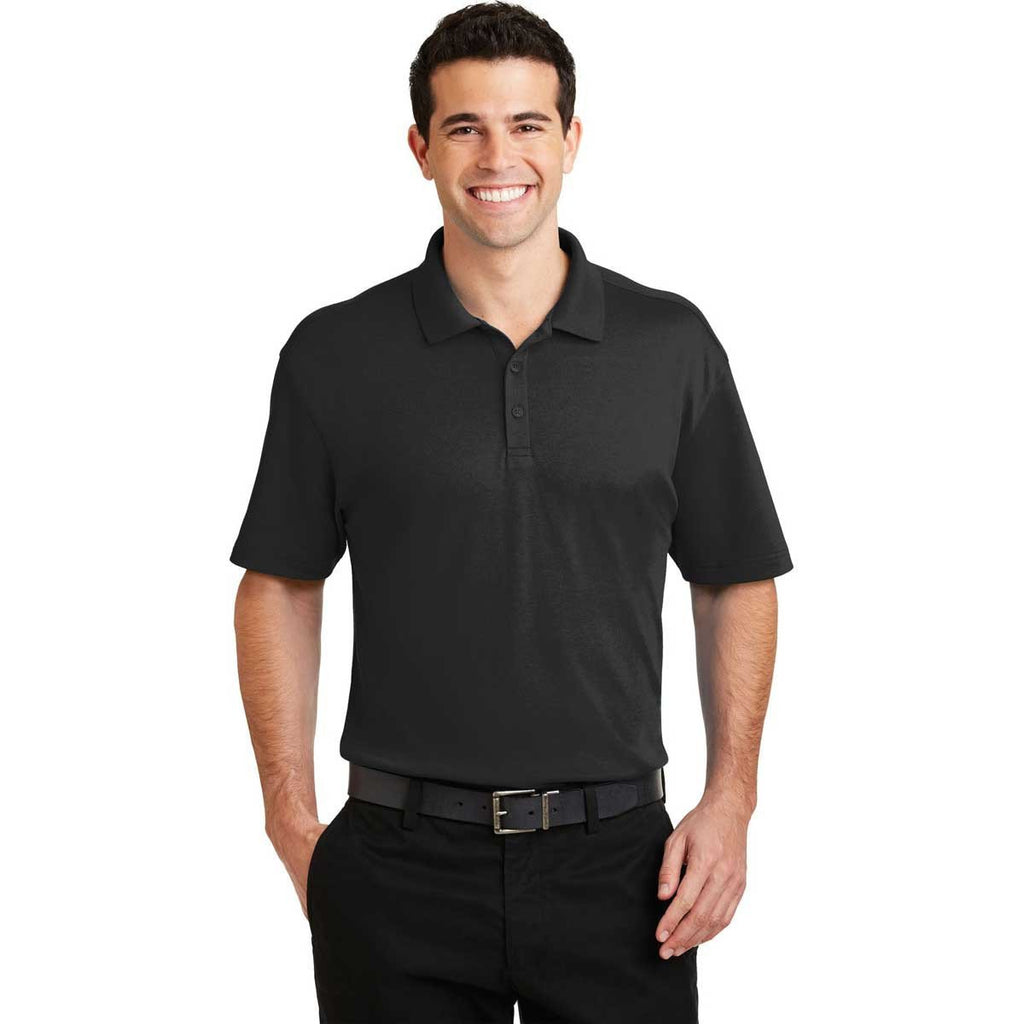 Port Authority Men's Black Silk Touch Interlock Performance Polo