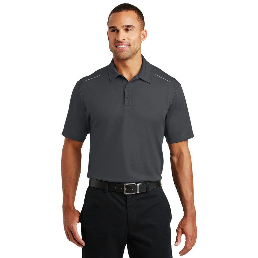 Port Authority Men's Battleship Grey Pinpoint Mesh Polo