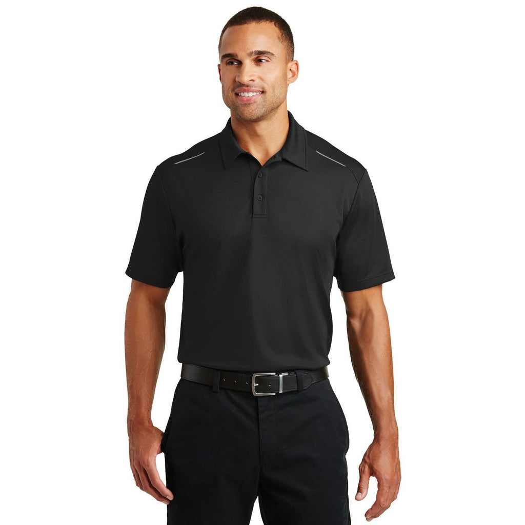 Port Authority Men's Black Pinpoint Mesh Polo