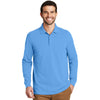 Port Authority Men's Azure Blue Ezcotton Long Sleeve Polo