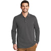 Port Authority Men's Sterling Grey Ezcotton Long Sleeve Polo