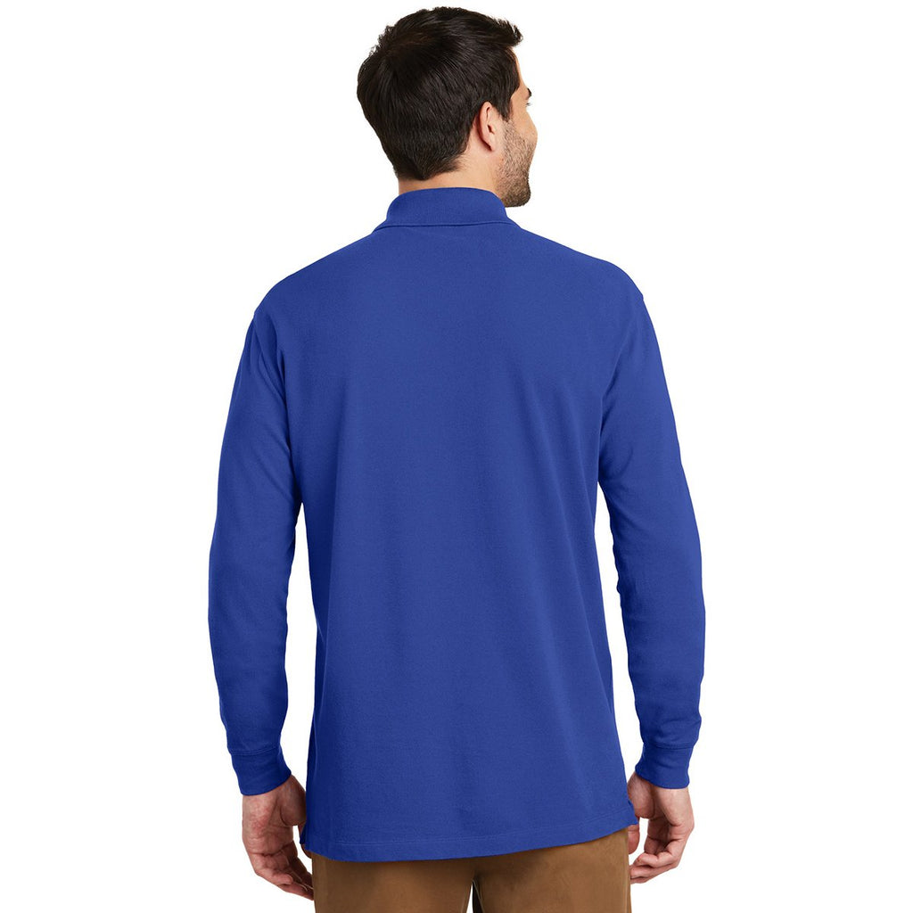 Port Authority Men's True Royal Ezcotton Long Sleeve Polo