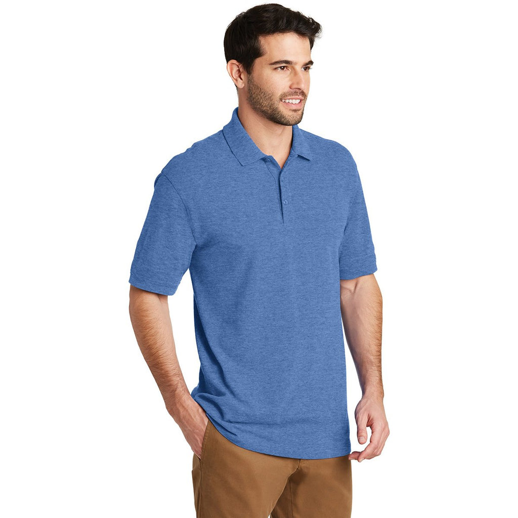 Port Authority Men's Blue Heather Ezcotton Polo