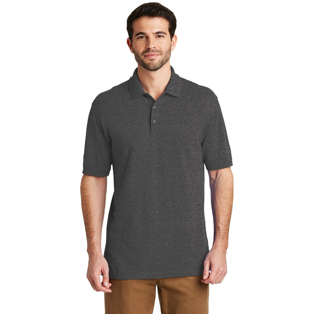 Port Authority Men's Charcoal Heather Ezcotton Polo