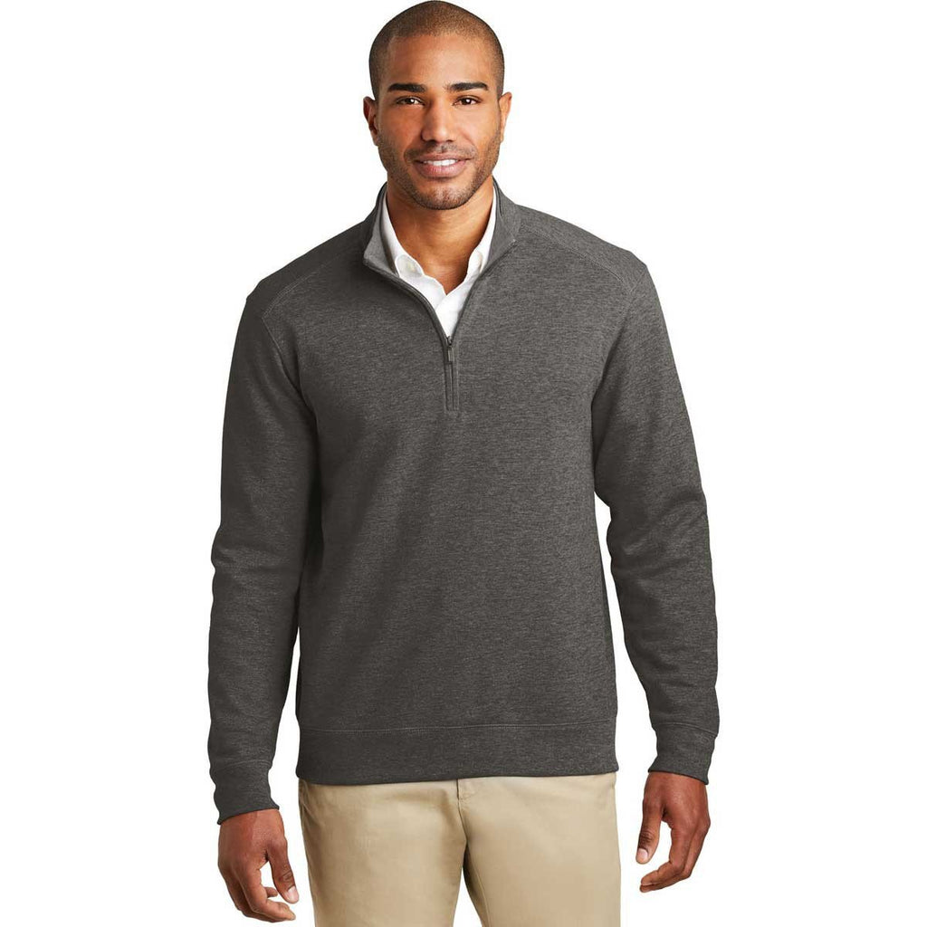 Port Authority Men's Charcoal Heather/Medium Heather Grey Interlock 1/4-Zip