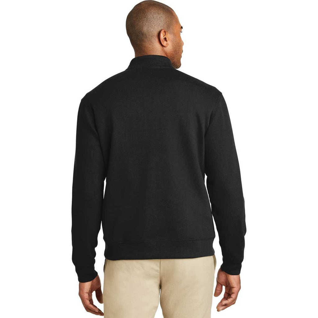 Port Authority Men's Deep Black/Charcoal Heather Interlock 1/4-Zip