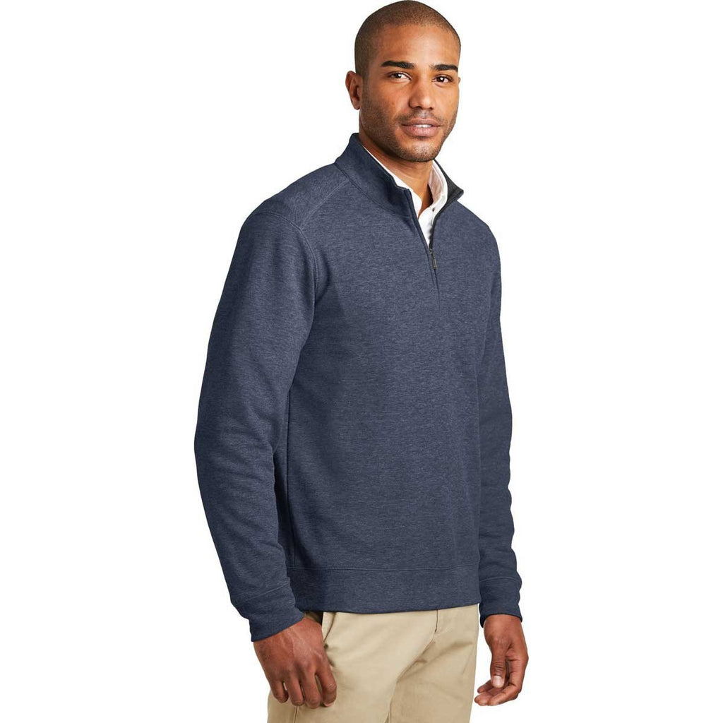 Port Authority Men's Estate Blue Heather/Charcoal Heather Interlock 1/4-Zip