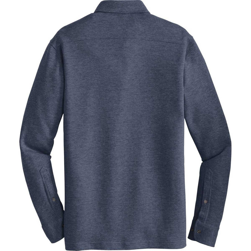 Port Authority Men's Estate Blue Heather/Charcoal Heather Interlock Polo Cover-Up