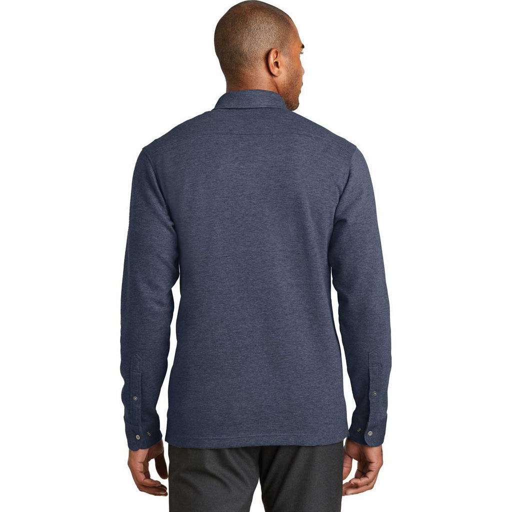 Port Authority Men's Estate Blue Heather/Charcoal Heather Interlock Polo Cover-Up