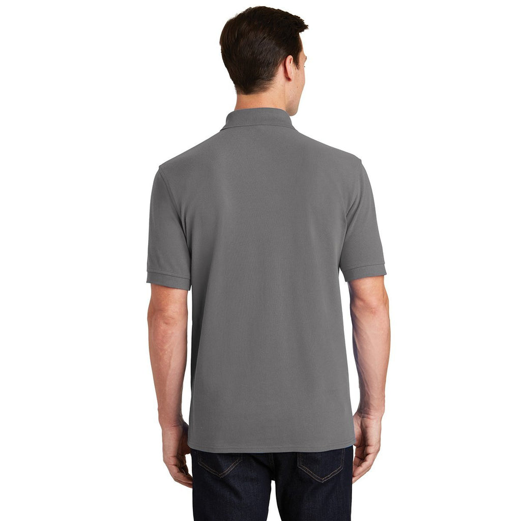 Port & Company Men's Medium Grey Ring Spun Pique Polo