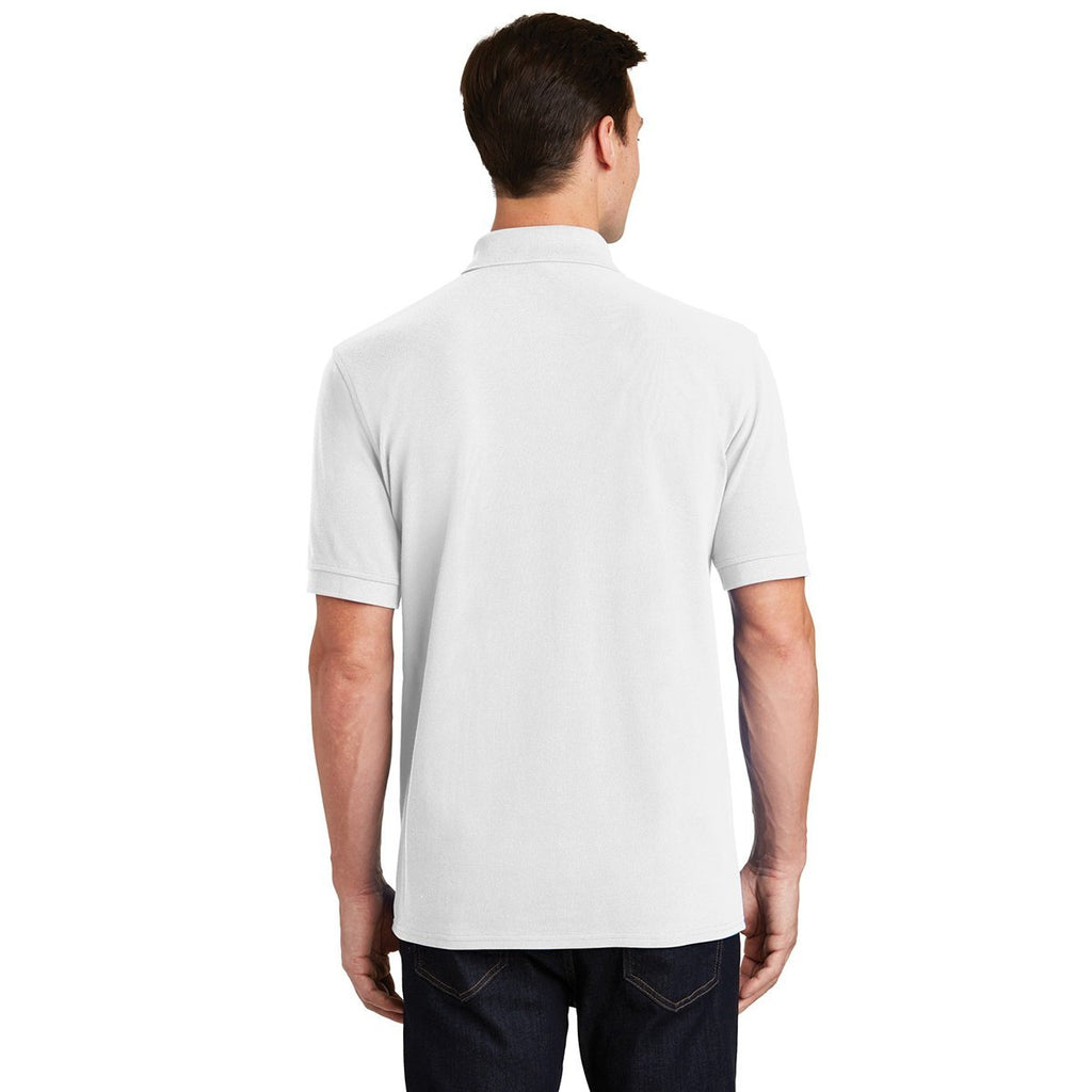 Port & Company Men's White Ring Spun Pique Polo