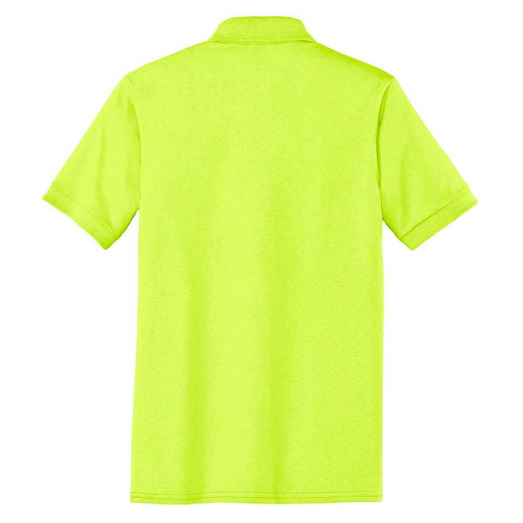 Port & Company Men's Safety Green Core Blend Jersey Knit Pocket Polo