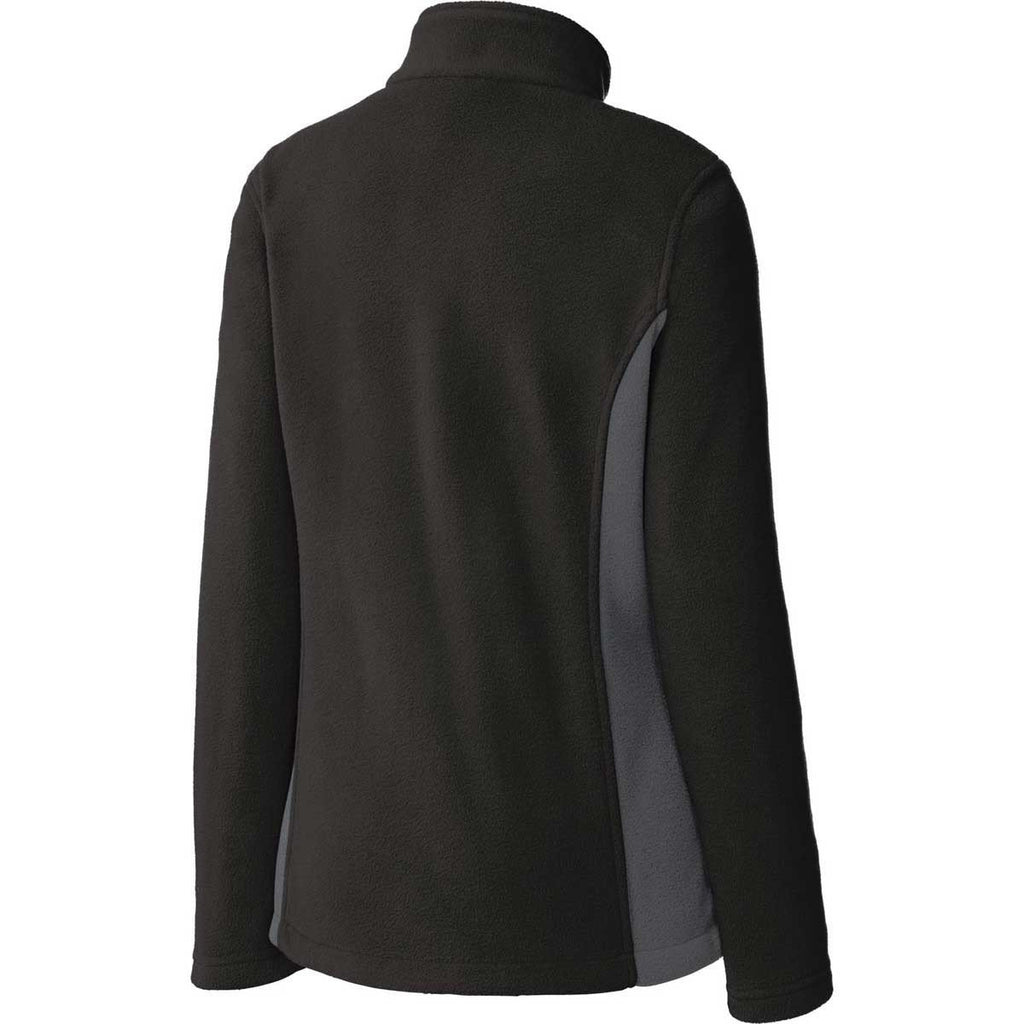 Port Authority Women's Black/Battleship Grey Colorblock Value Fleece Jacket