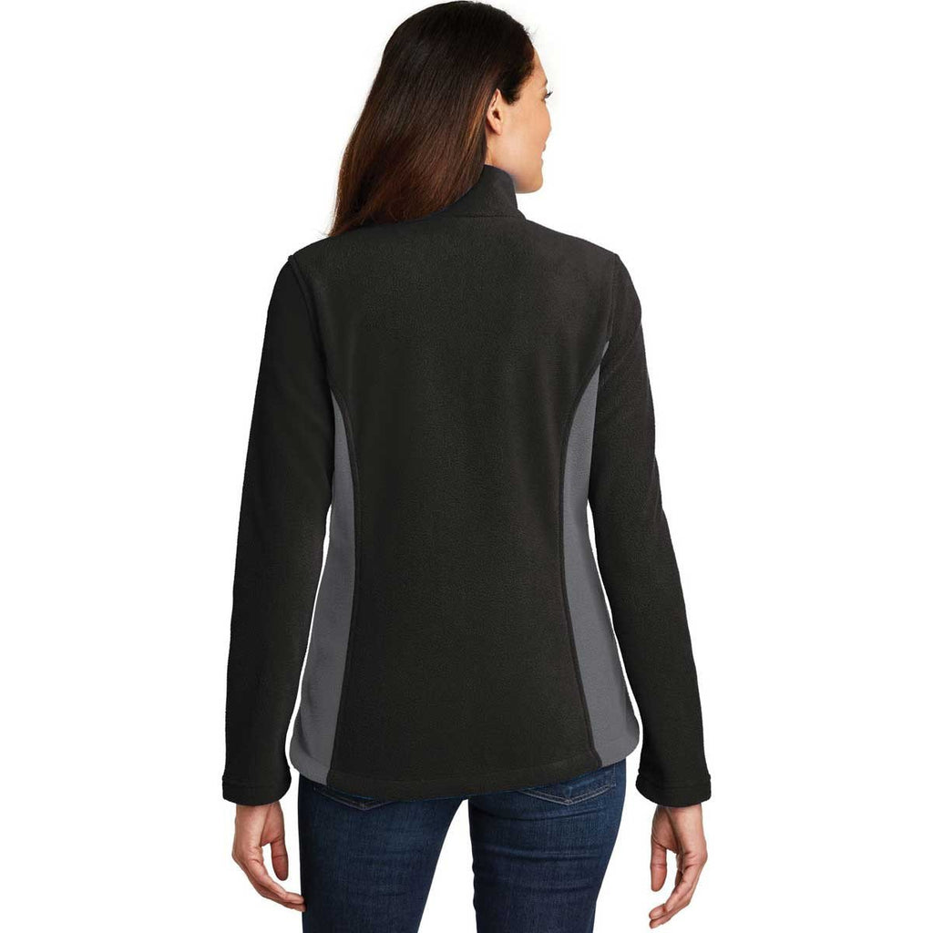Port Authority Women's Black/Battleship Grey Colorblock Value Fleece Jacket