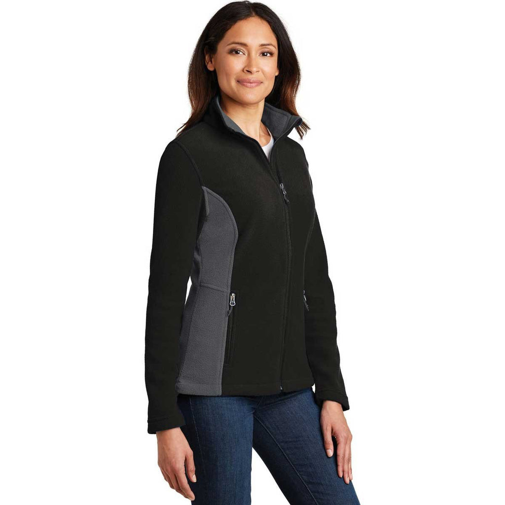 Port Authority Women's Black/Battleship Grey Colorblock Value Fleece Jacket