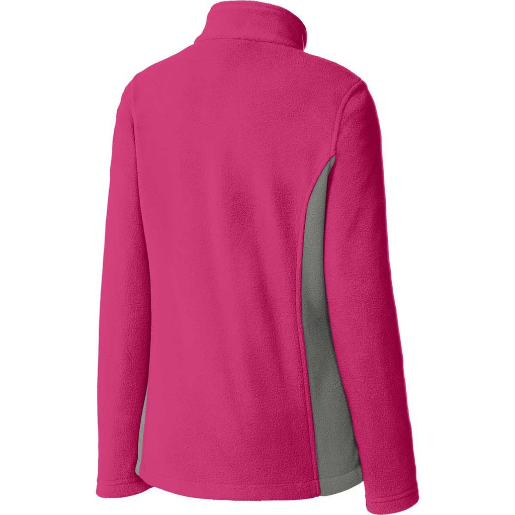 Port Authority Women's Pink Azalea/Deep Smoke Colorblock Value Fleece Jacket