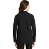 Port Authority Women's Deep Black/Charcoal Heather Interlock Cardigan