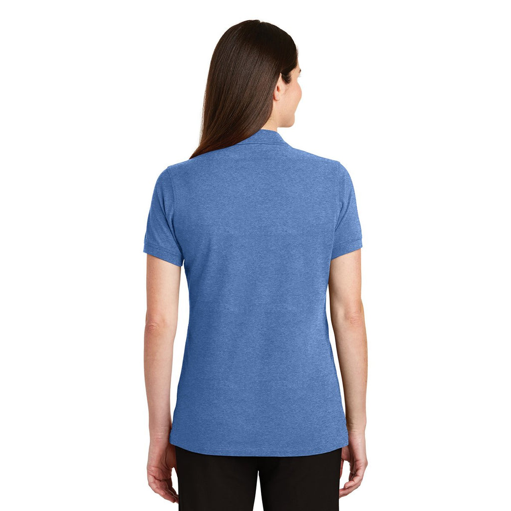 Port Authority Women's Blue Heather Ezcotton Polo