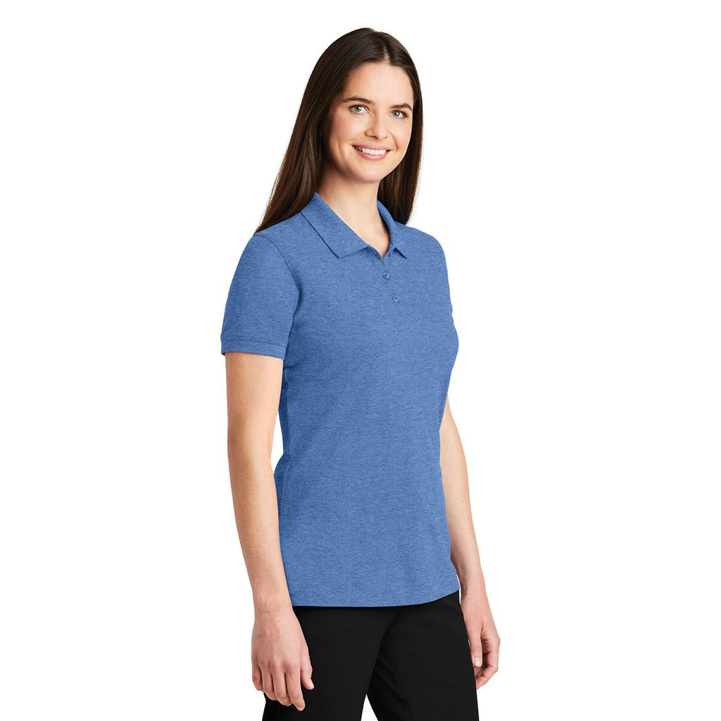 Port Authority Women's Blue Heather Ezcotton Polo
