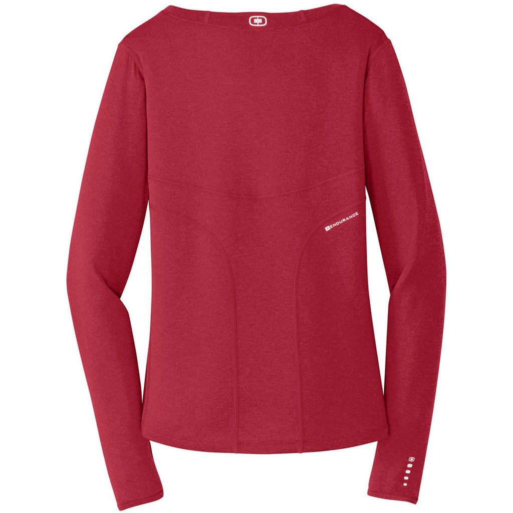OGIO Women's Ripped Red ENDURANCE Ladies Long Sleeve Pulse Crew