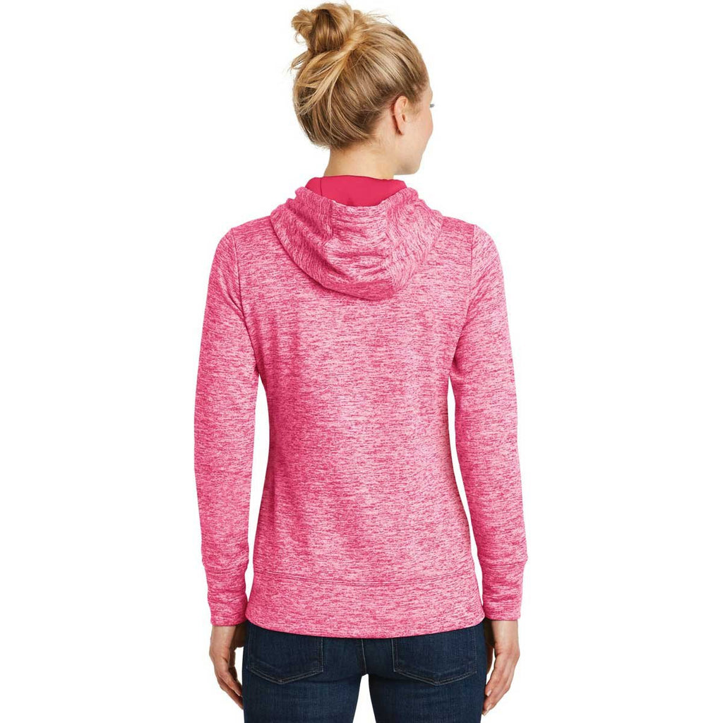 Sport-Tek Women's Power Pink Electric PosiCharge Electric Heather Fleece Hooded Pullover