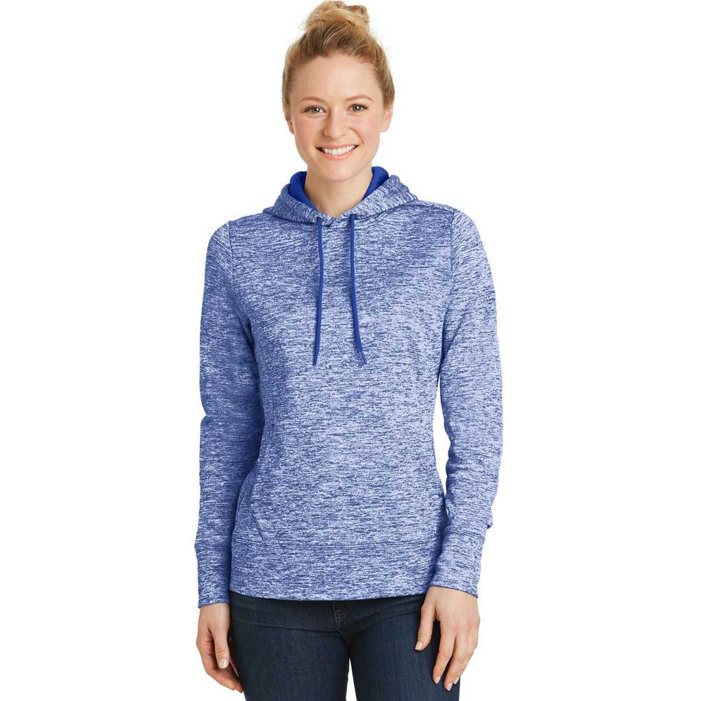 Sport-Tek Women's True Royal Electric PosiCharge Electric Heather Fleece Hooded Pullover