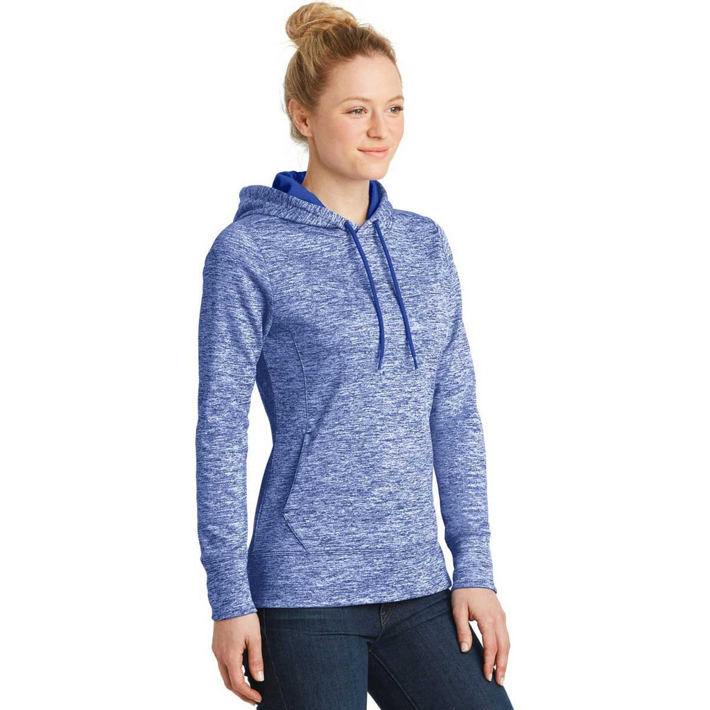 Sport-Tek Women's True Royal Electric PosiCharge Electric Heather Fleece Hooded Pullover