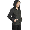 Sport-Tek Women's Black Heather/Black Colorblock Raglan Hooded Wind Jacket