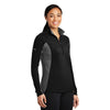 Sport-Tek Women's Black/Charcoal Grey Heather Sport-Wick Stretch Contrast 1/2-Zip Pullover