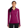 Sport-Tek Women's Pink Rush/Pink Rush Heather Sport-Wick Stretch Contrast 1/2-Zip Pullover