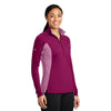 Sport-Tek Women's Pink Rush/Pink Rush Heather Sport-Wick Stretch Contrast 1/2-Zip Pullover