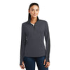 Sport-Tek Women's Iron Grey/Black Sport-Wick Textured Colorblock Quarter Zip Pullover