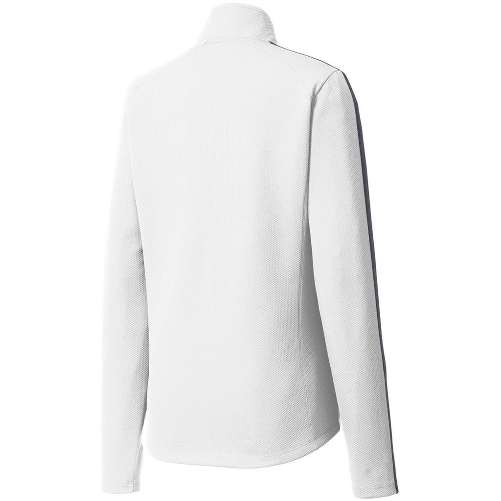 Sport-Tek Women's White/Iron Grey Sport-Wick Textured Colorblock Quarter Zip Pullover