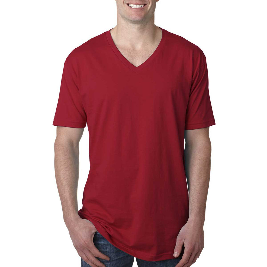N3200 Next Level Men's Cardinal Premium Fitted Short-Sleeve V-Neck Tee