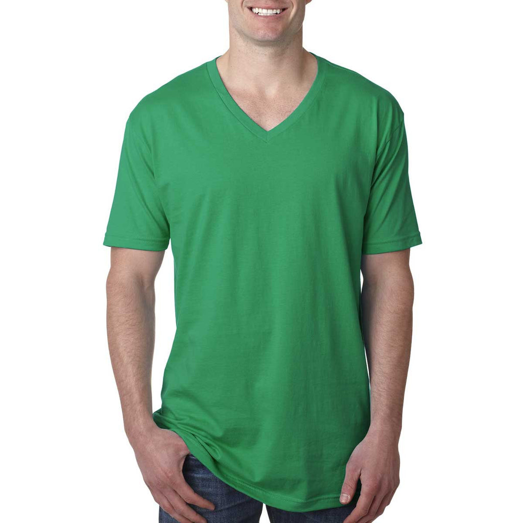 N3200 Next Level Men's Kelly Green Premium Fitted Short-Sleeve V-Neck Tee