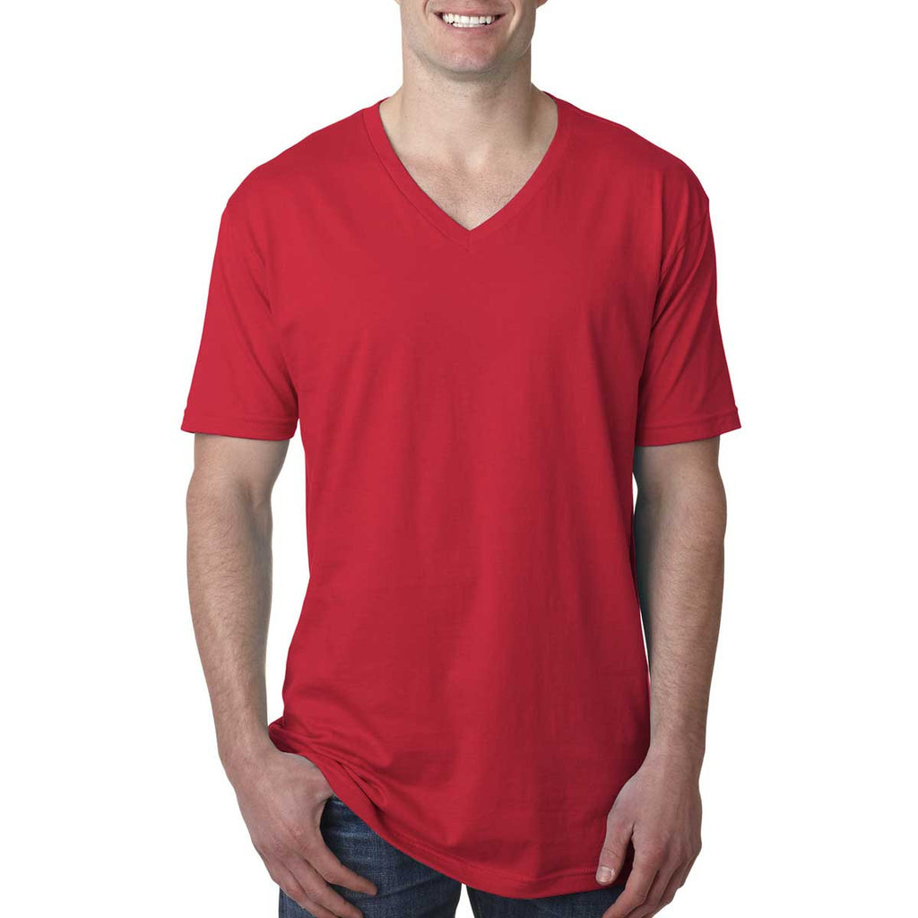 N3200 Next Level Men's Red Premium Fitted Short-Sleeve V-Neck Tee
