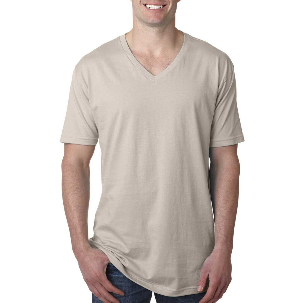 N3200 Next Level Men's Sand Premium Fitted Short-Sleeve V-Neck Tee