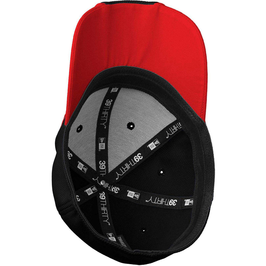 New Era 39THIRTY Black/Scarlet Red Contrast Piped BP Performance Cap