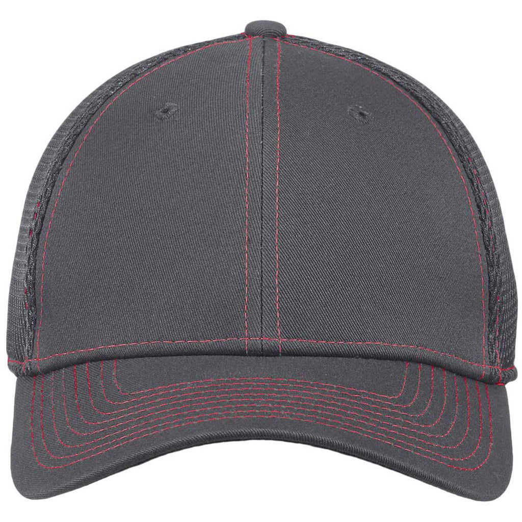 New Era 39THIRTY Graphite/Red Stretch Mesh Contrast Stitch Cap