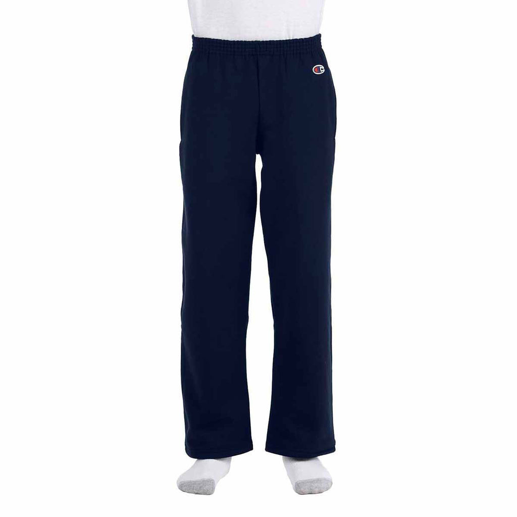 Champion Youth Navy Eco 9-Ounce Open-Bottom Fleece Pant