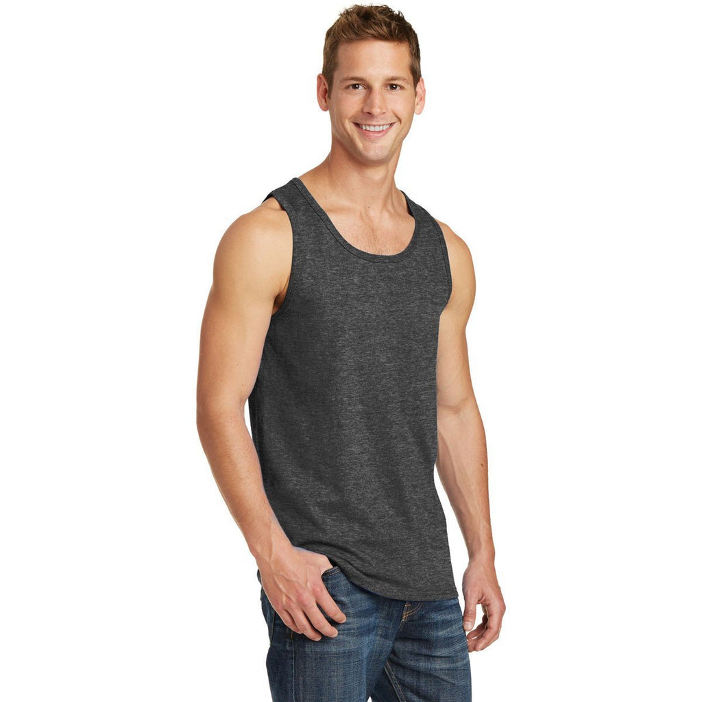 Port & Company Men's Dark Heather Grey Core Cotton Tank Top