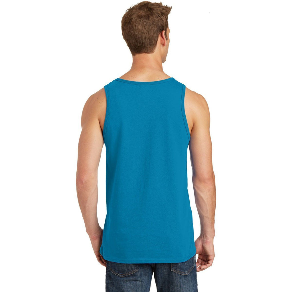 Port & Company Men's Neon Blue Core Cotton Tank Top