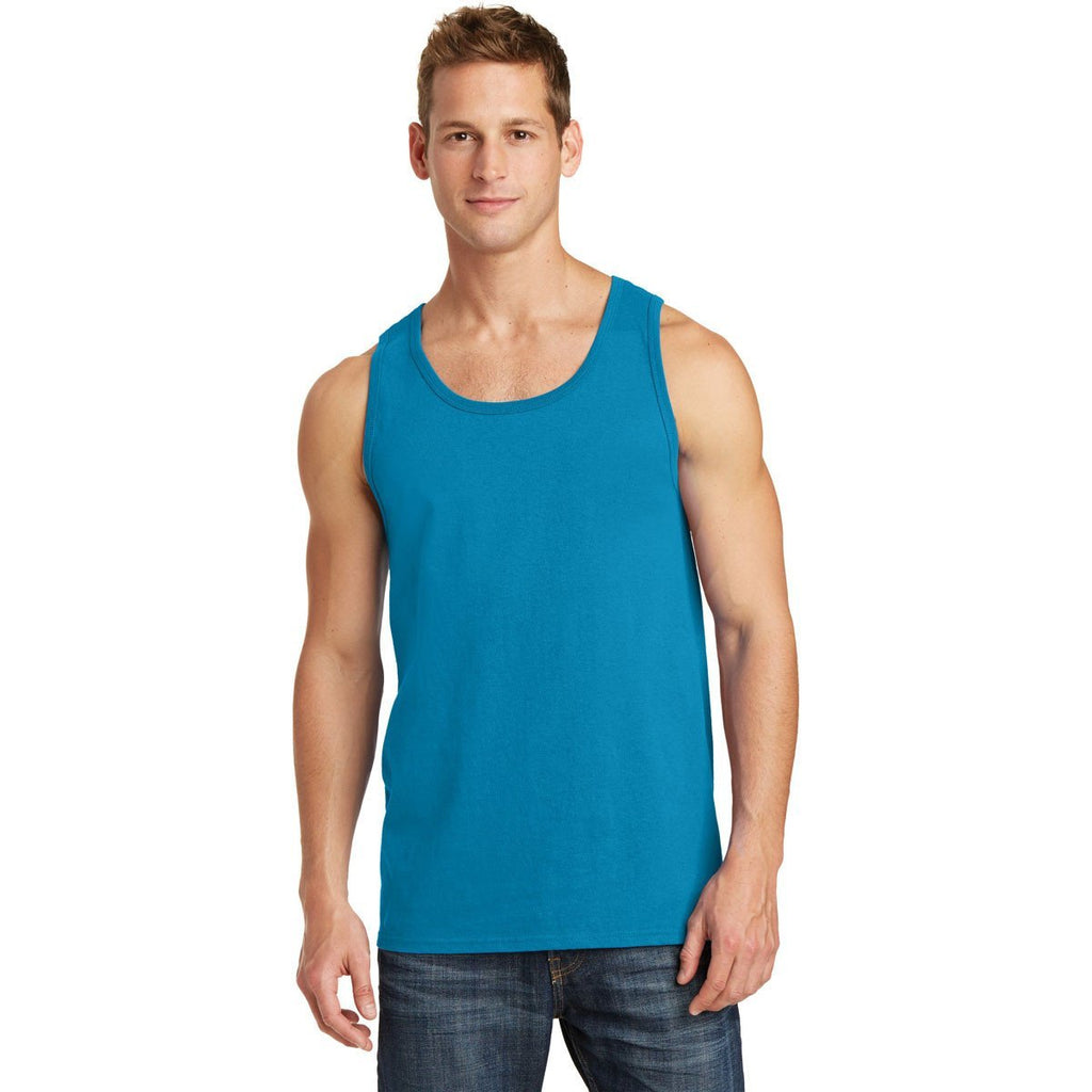 Port & Company Men's Neon Blue Core Cotton Tank Top