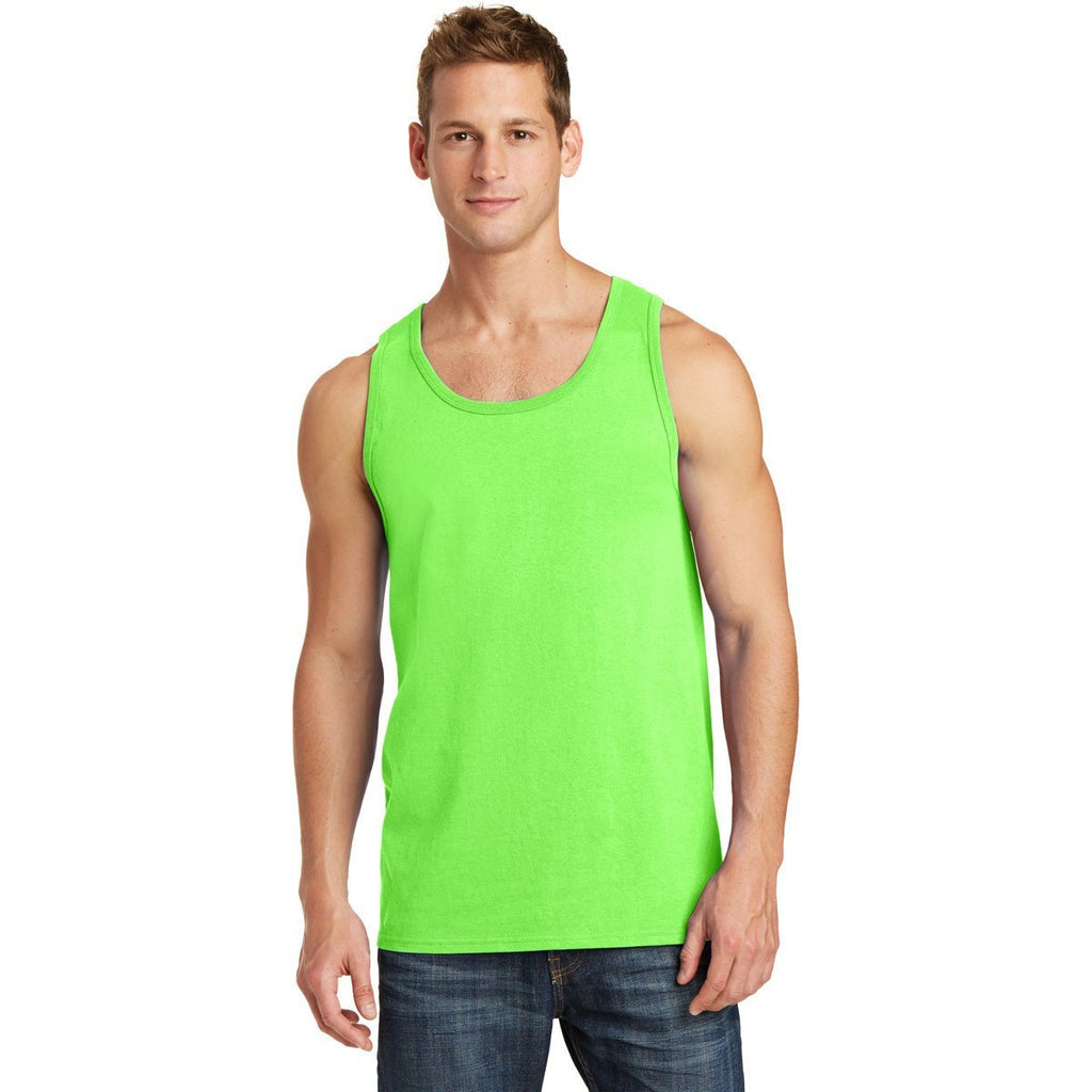 Port & Company Men's Neon Green Core Cotton Tank Top